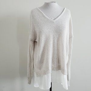 NINE WEST Cotton Layered Gold Sparkle Sweater